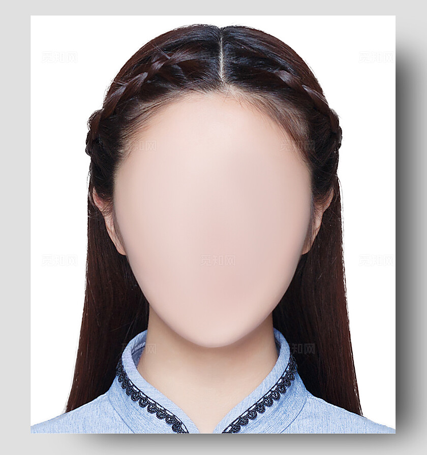 白底学生证件照发型黑色头发长发露额头女生宣传