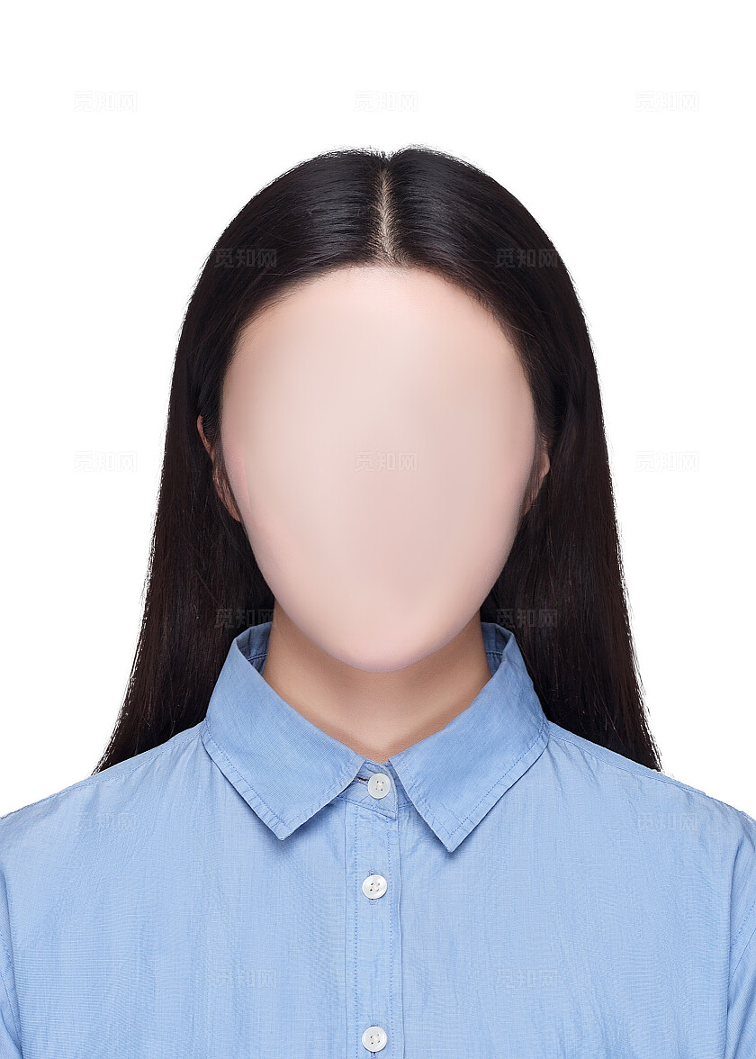 白底学生证件照发型黑色头发长发露额头女生宣传