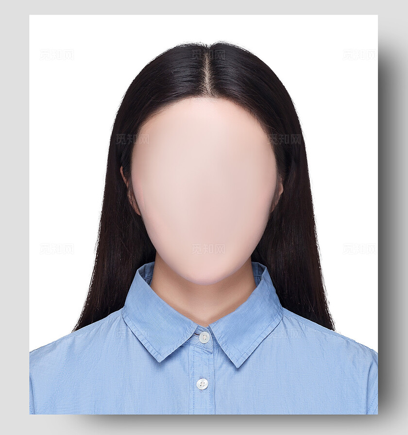 白底学生证件照发型黑色头发长发露额头女生宣传
