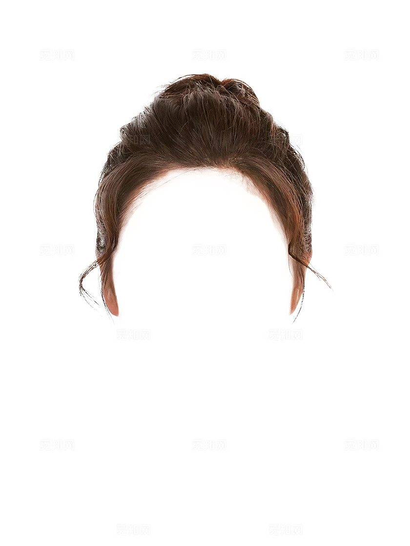 学生证件照发型棕色头发盘发露额头女生宣传