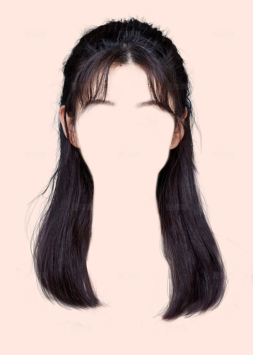 学生证件照发型黑色头发长发留海女生宣传