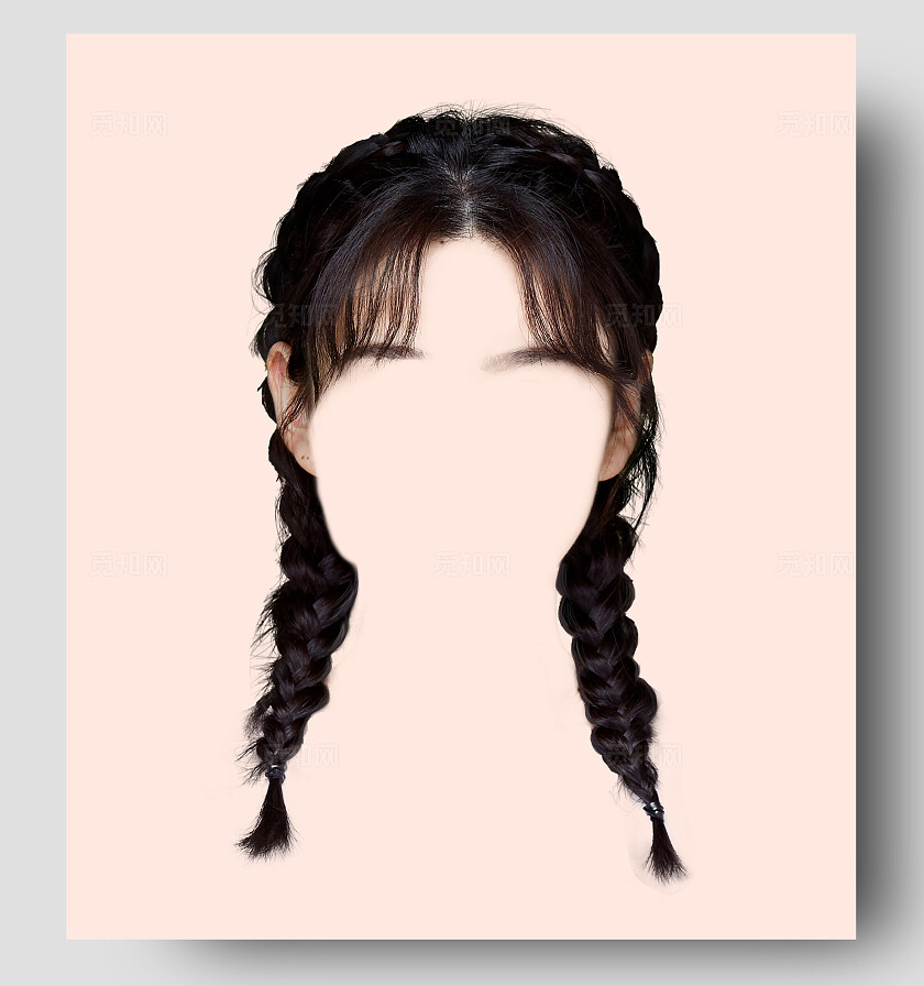 学生证件照发型黑色头发长发编发留海女生宣传