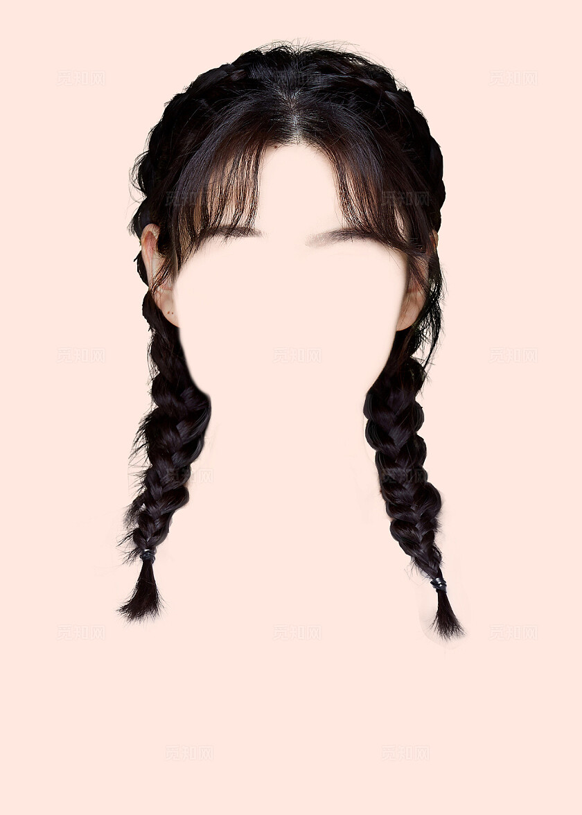 学生证件照发型黑色头发长发编发留海女生宣传