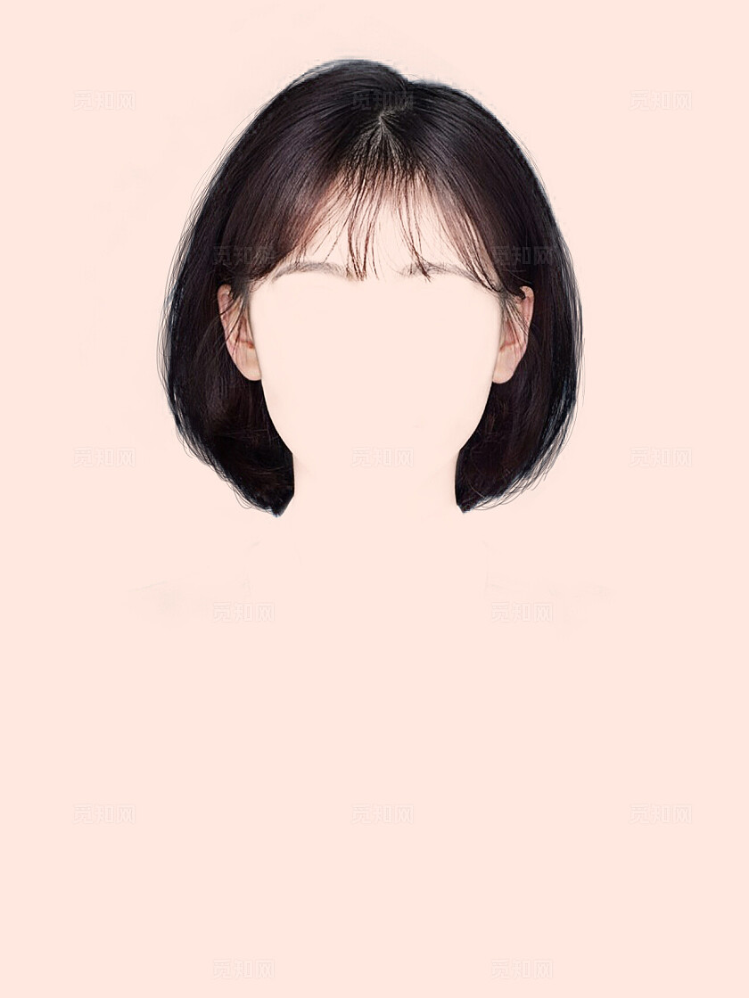学生证件照发型黑色头发短发留海女生宣传