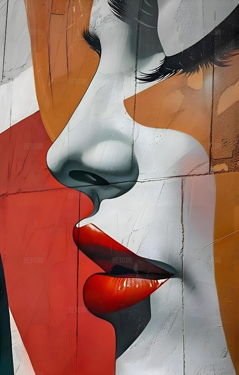 商用不规则图形简约抽象流线形线条玄关客厅装饰画