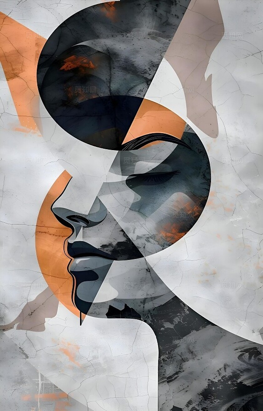 商用不规则图形简约抽象流线形线条玄关客厅装饰画