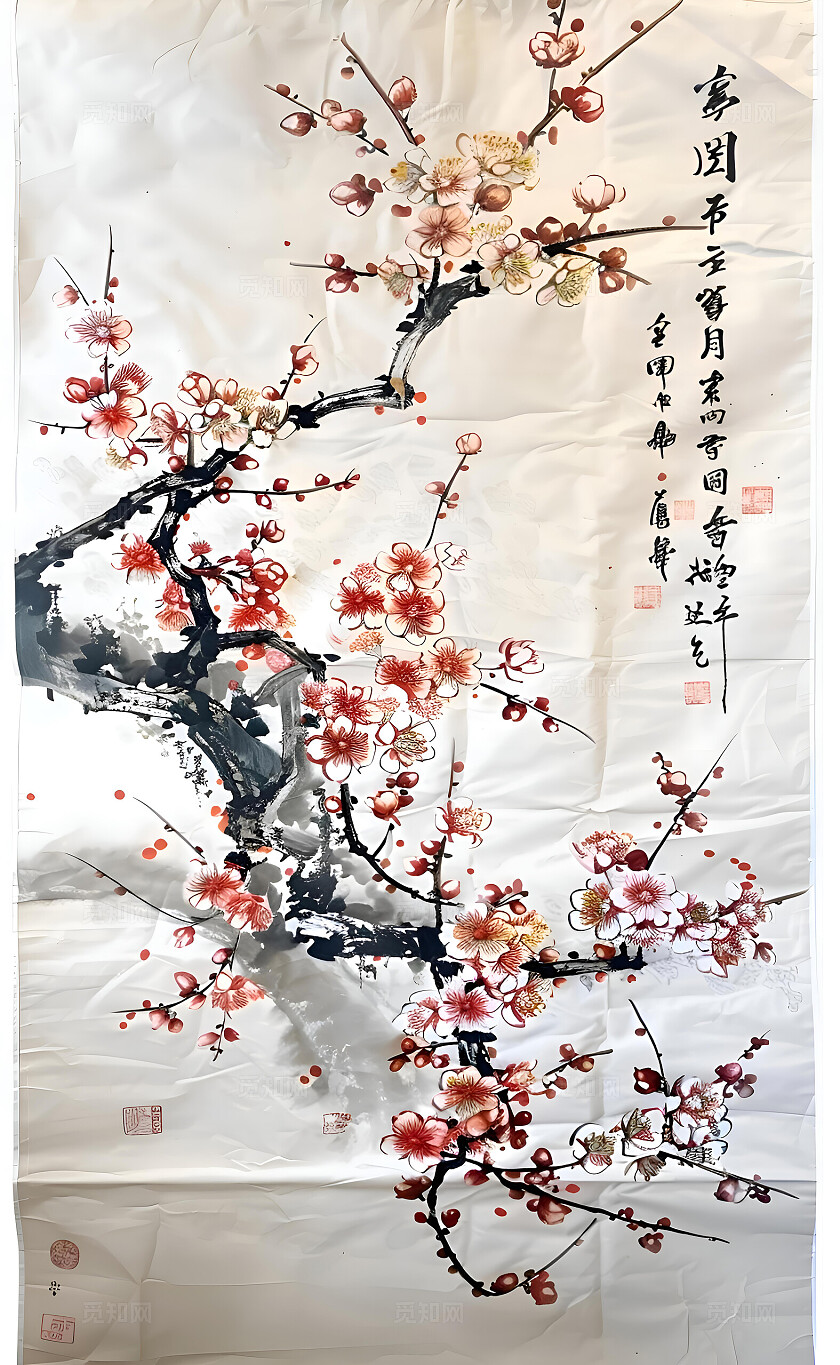 商用复古南洋中古风法式梅花玄关客厅装饰画