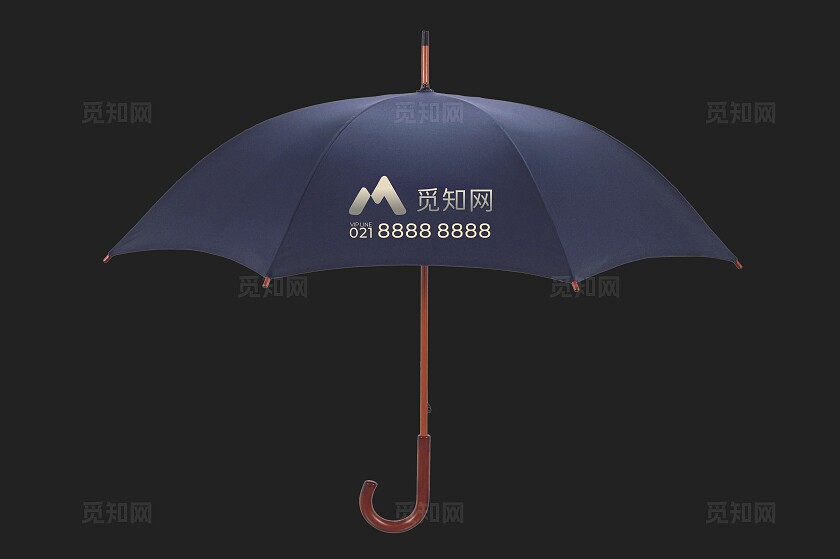 蓝色简约广告伞 伞样机