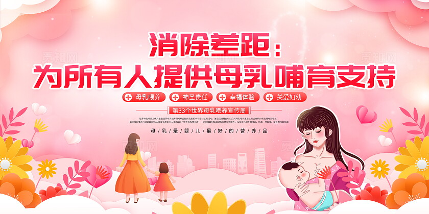 时尚大气世界母乳喂养宣传周展板母乳喂养周