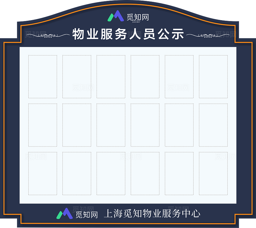 蓝色简约大气社区 地产物业服务人员公示标识牌