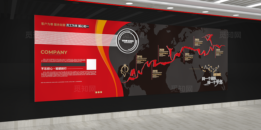 红黑大气企业简介企业发展历程企业文化墙