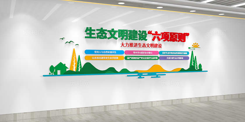 生态文明建设六大原则生态文明建设文化墙3D文化墙