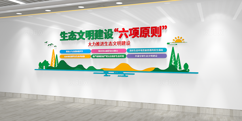 生态文明建设六大原则生态文明建设文化墙3D文化墙