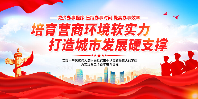 红色党建风营商环境展板