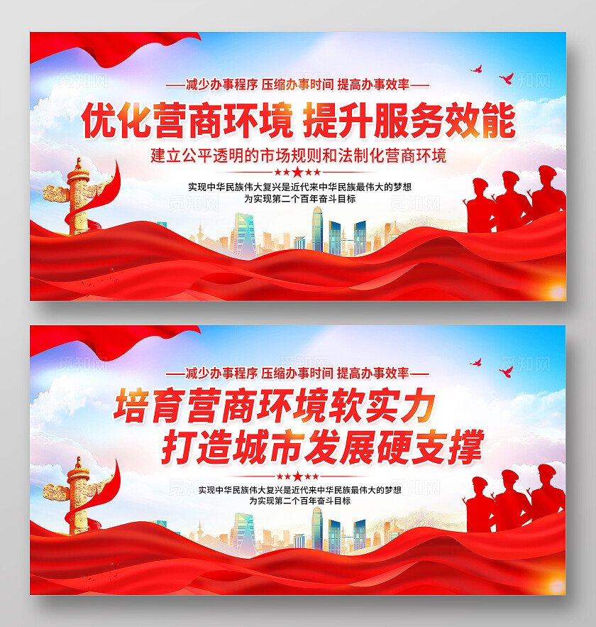 红色党建风营商环境展板