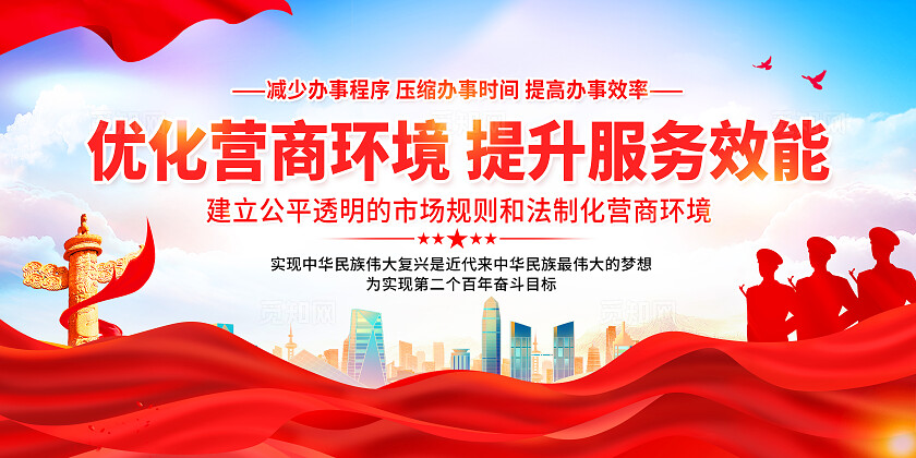 红色党建风营商环境展板