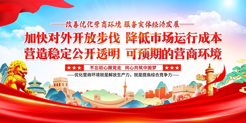 红色党建风营商环境展板