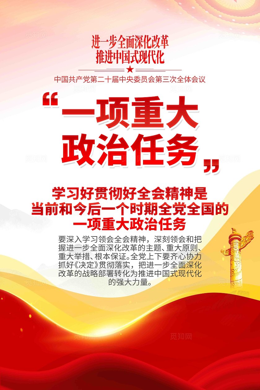 党的二十届三中全会精神一项重大政治任务党建海报