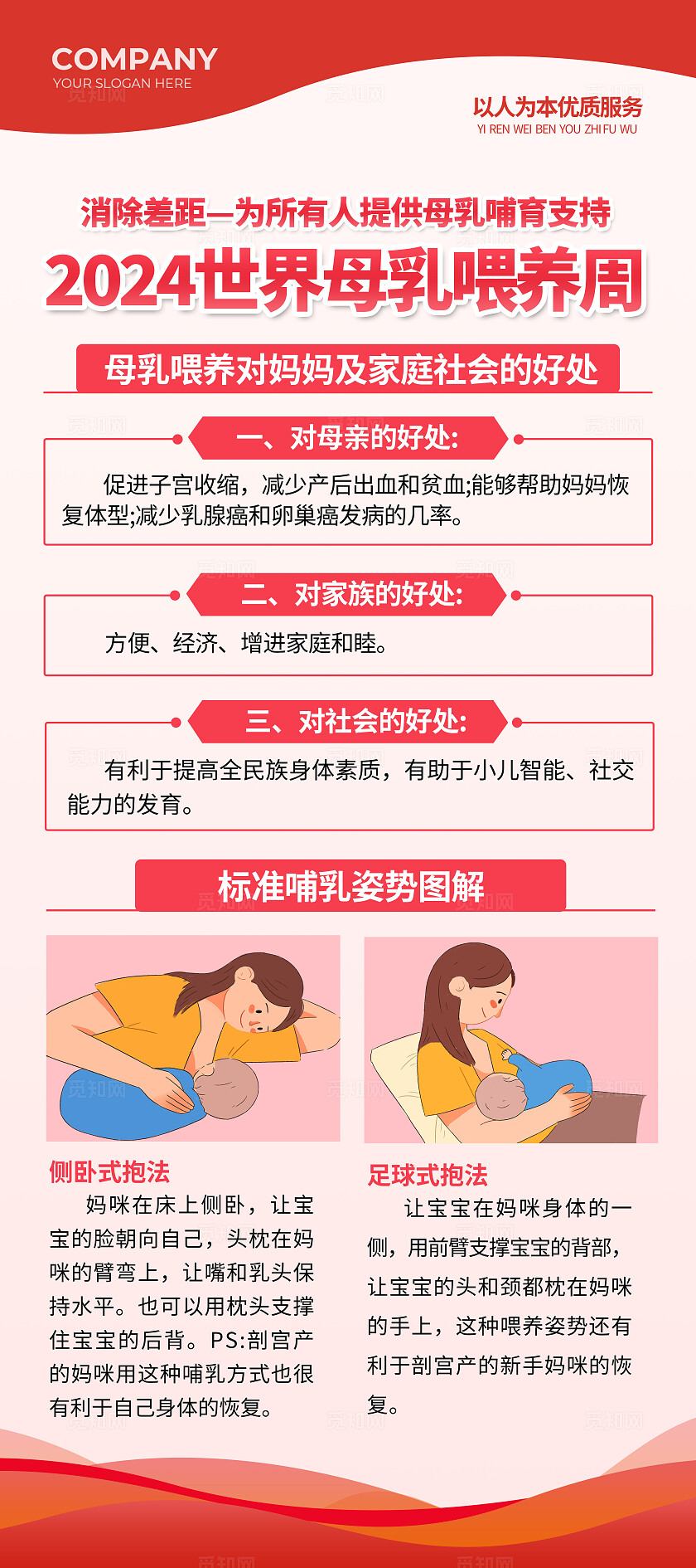 红色简约世界母乳喂养周母乳喂养好处初乳哺乳营养健康知识展架背景