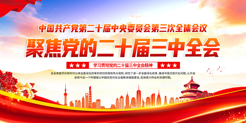 红色党建贯彻党二十届三中全会会议宣传栏