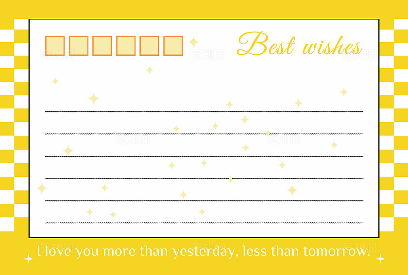 黄色涂鸦卡通猫咪小女孩星星蓝色格子元素粉丝应援明信片