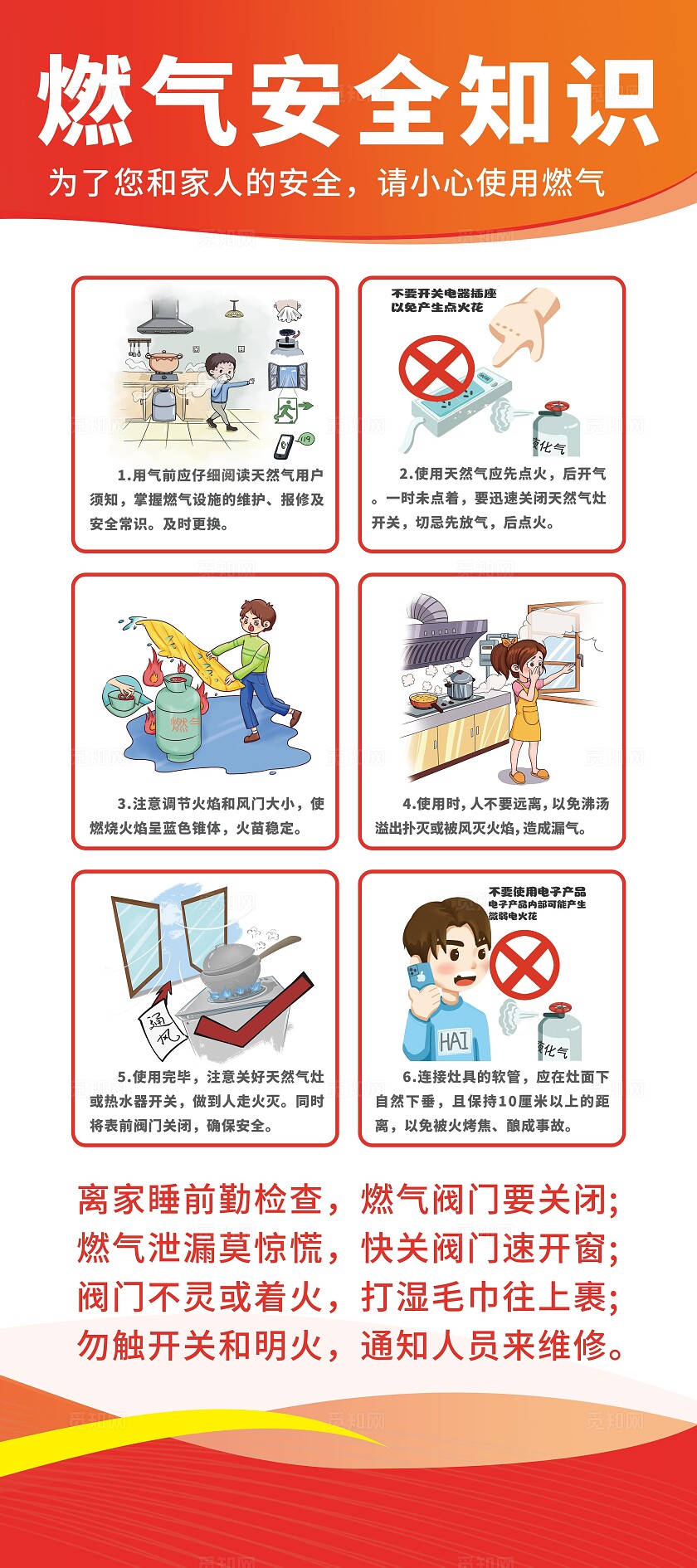 红蓝科技风简约大气燃气使用安全宣传知识展架易拉宝设计燃气安全知识