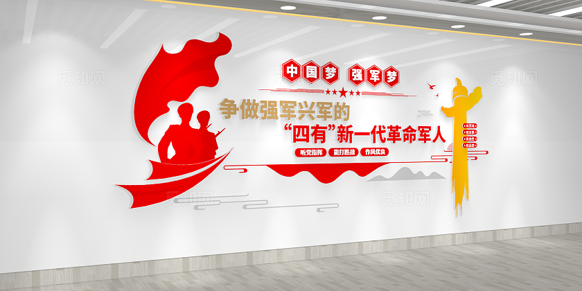 争做新一代四有革命军人党建文化墙