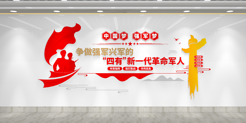 争做新一代四有革命军人党建文化墙