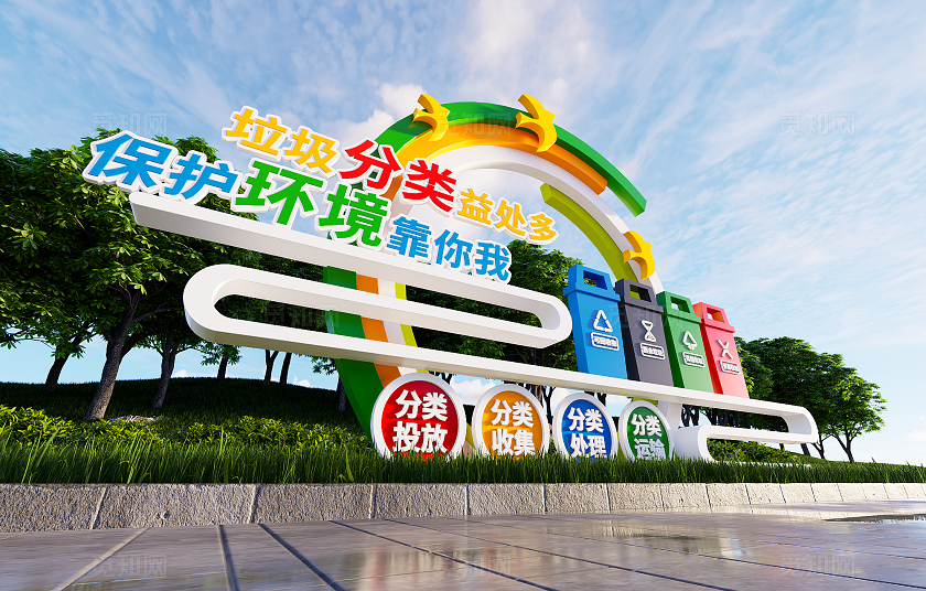 户外垃圾分类雕塑造型文明城市宣传雕塑党建雕塑景观3D文化墙
