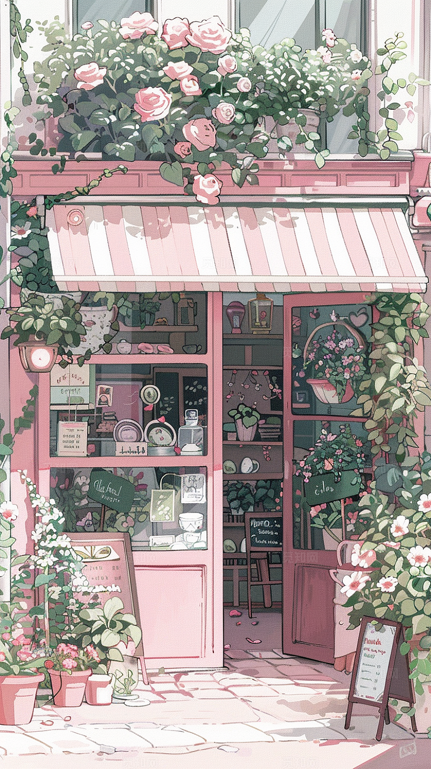 卡通漫画风格2024手机壁纸咖啡屋壁纸
