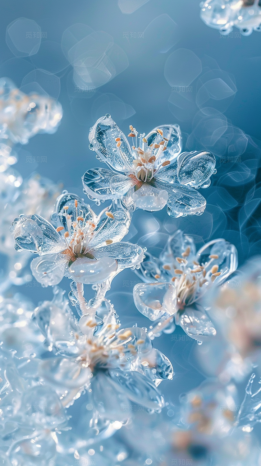 蓝色漂亮冰花手机壁纸高分辨率壁纸