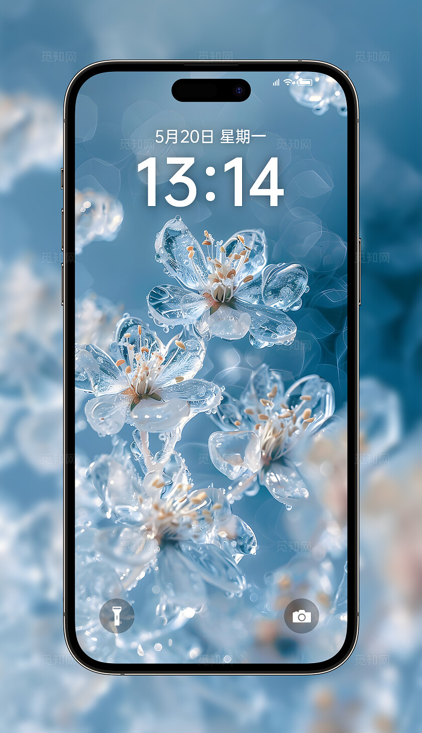 蓝色漂亮冰花手机壁纸高分辨率壁纸