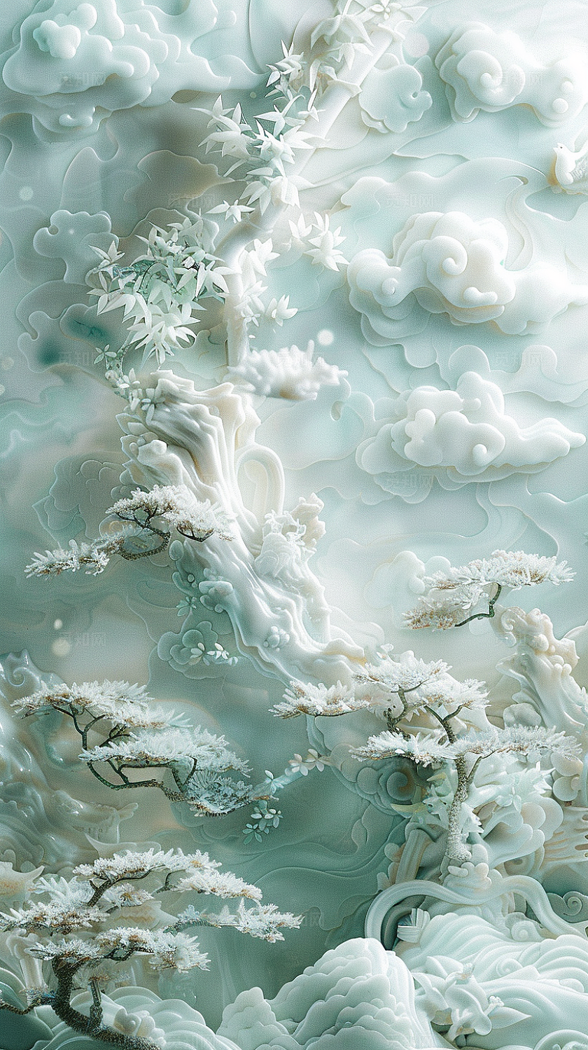 大气玉竹雕刻工艺风格手机壁纸桌面壁纸