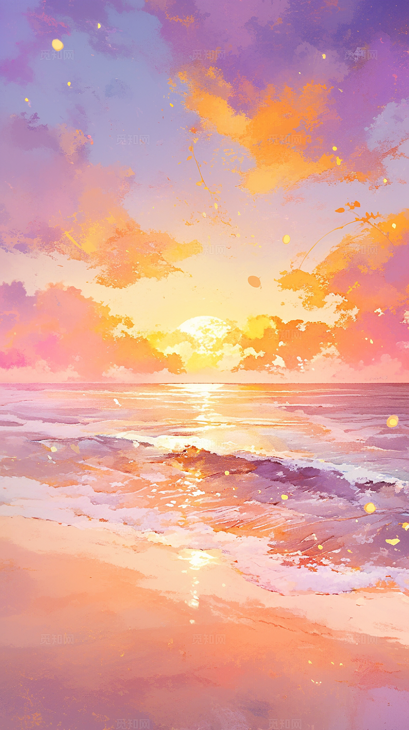 风景图手机壁纸高分辨率海边日落手机壁纸