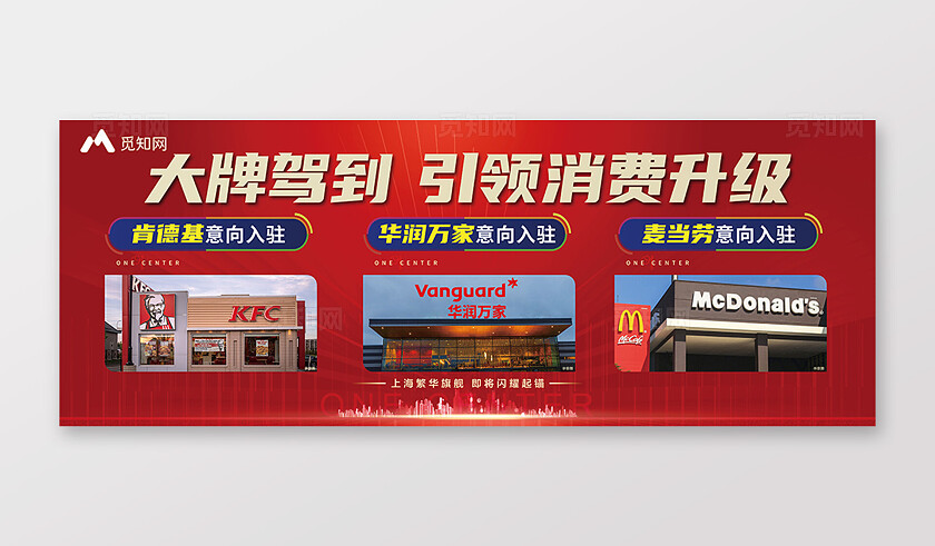 红色大气地产商铺宣传海报背景展板