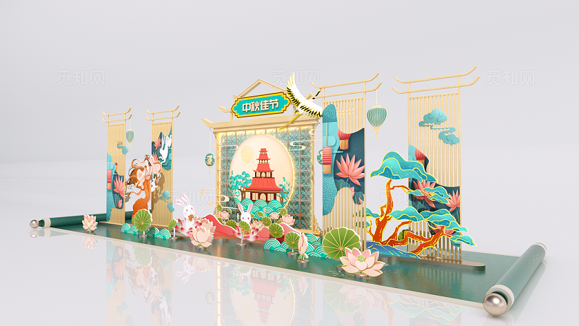 地产中秋节美陈DP打卡点