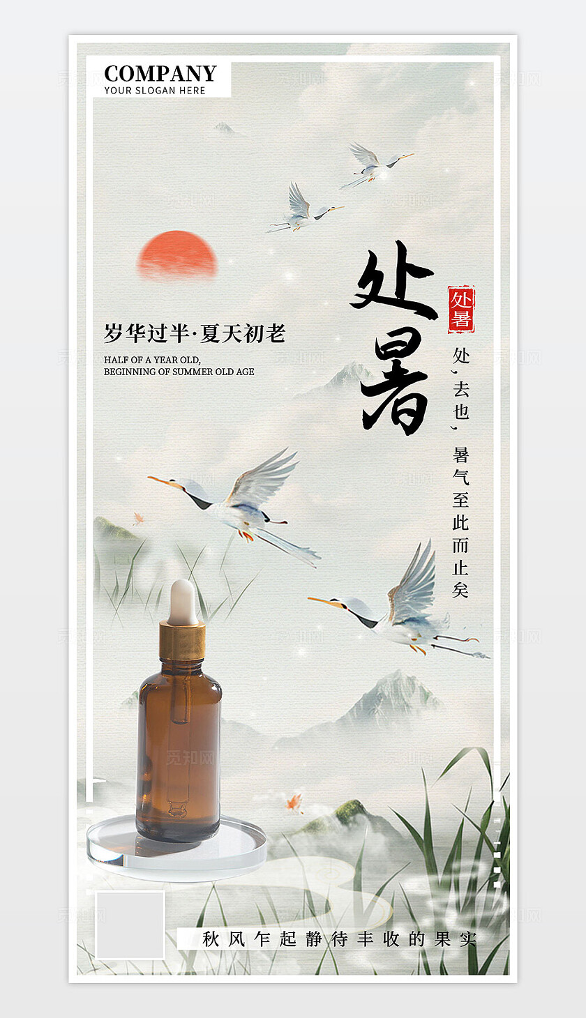 处暑美容精华产品宣传海报