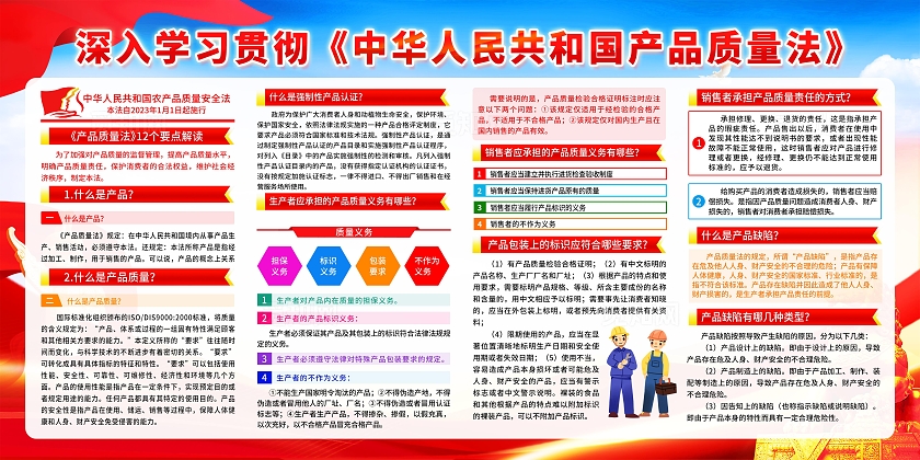 蓝色大气简约风产品质量法科普宣传栏展板设计