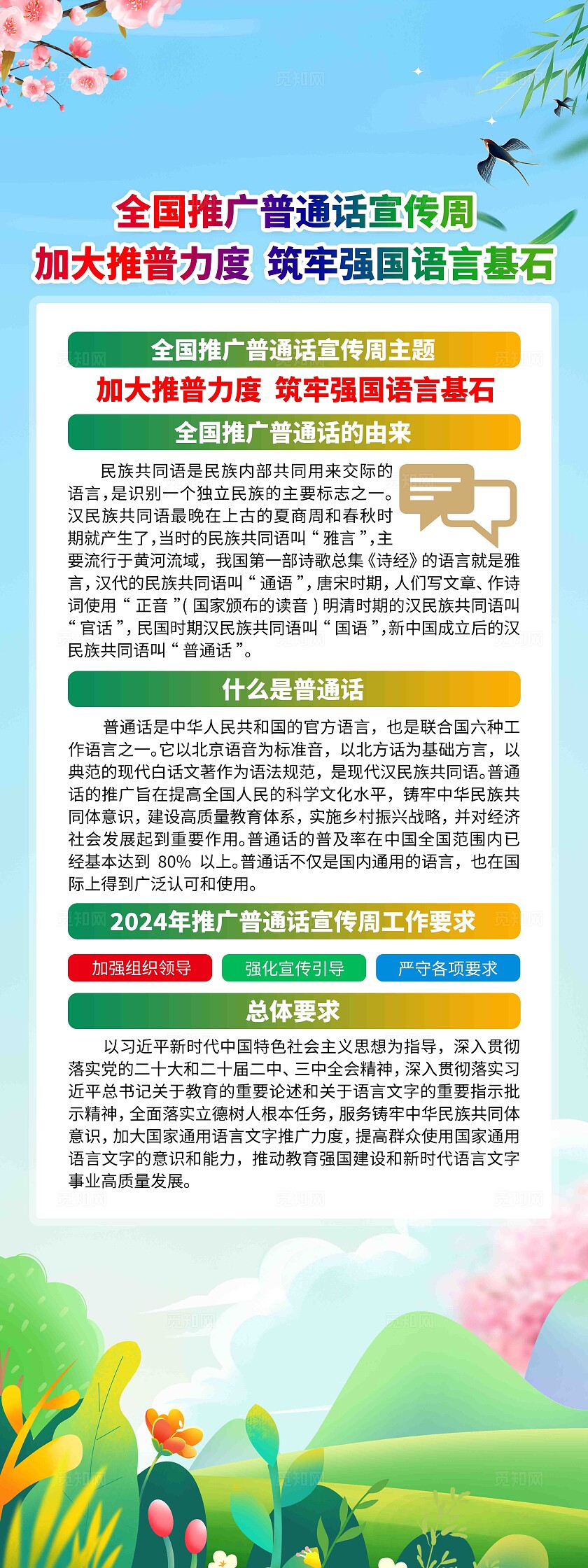 2024年全国推广普通话宣传周展架背景