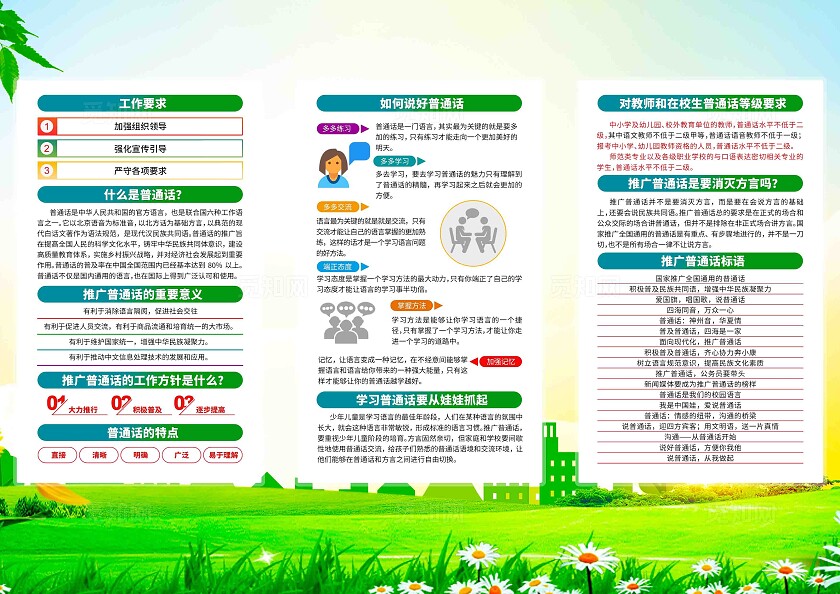 2024年全国推广普通话宣传周宣传三折页