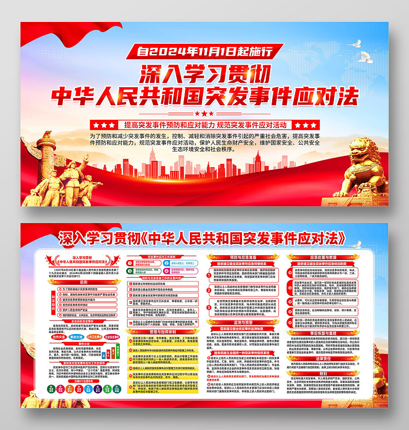 学习贯彻突发事件应对法展板