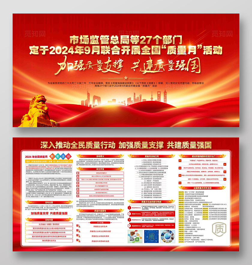 加强质量支撑共建质量强国2024年全国质量月活动主题展板