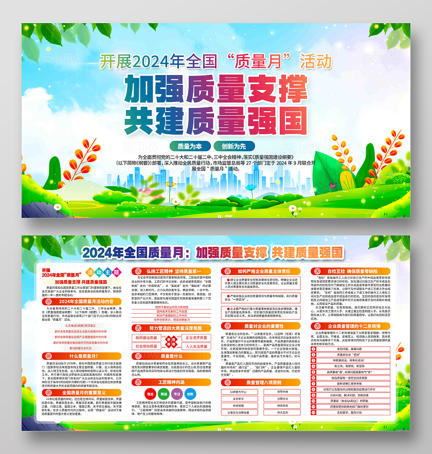 开展2024年全国质量月活动主题质量月展板