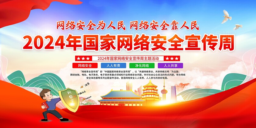 红色2024国家网络安全宣传周宣传栏