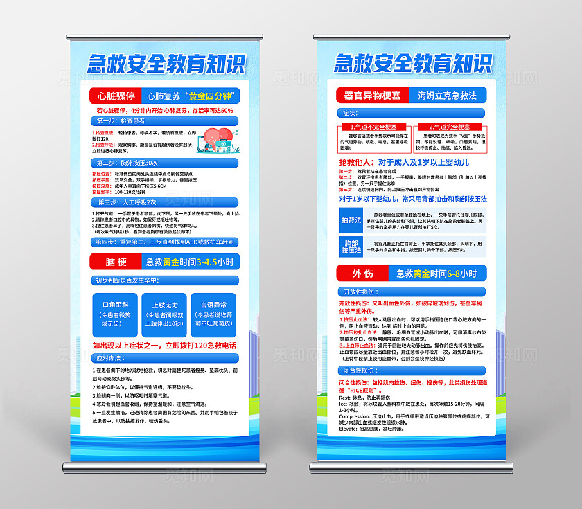 蓝色世界急救日展架
