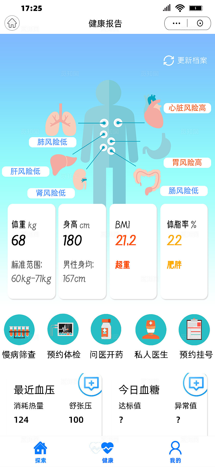 渐变简洁健康报告医疗测评小程序APP页面手机海报套图