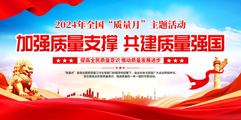 时尚大气2024年全国质量月宣传展板