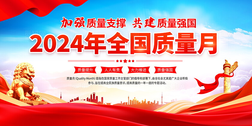 时尚大气2024年全国质量月宣传展板