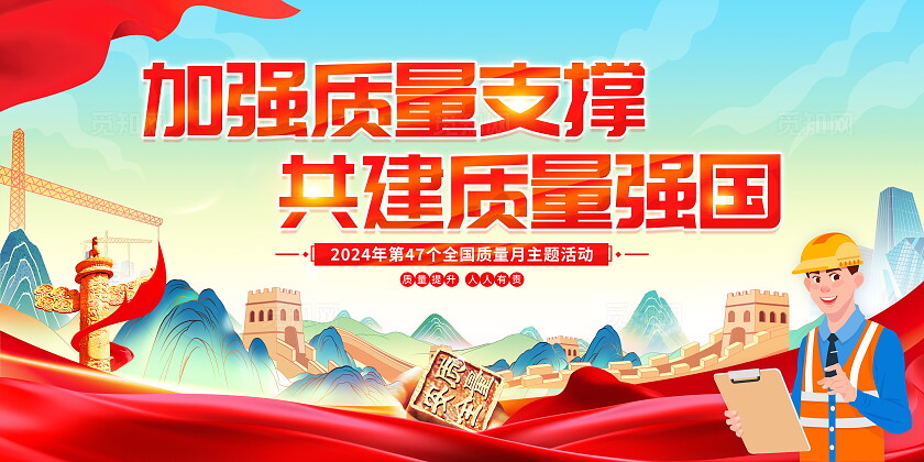时尚大气2024年全国质量月宣传展板