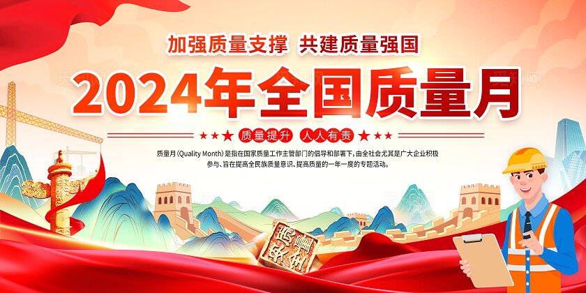 时尚大气2024年全国质量月宣传展板